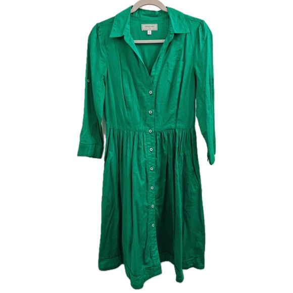Anthropologie Dresses & Skirts - Anthropologie Moulinette Soeurs Button Up Shirt Dress in Kelly Green